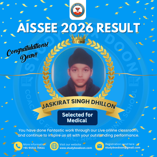 AISSEE 2026 result card: Jaskirat Singh Dhillon, selected for medical.